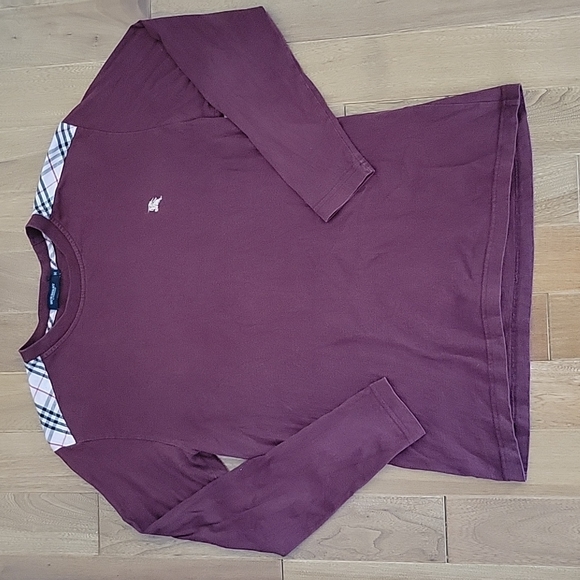 Burberry Tops - Burberry London Long Sleeve Maroon Plaid T-Shirt Medium
